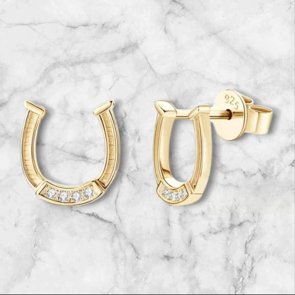 .04 CTW Moissanite Diamond Horseshoe Earrings Anniversary Birthday Gift